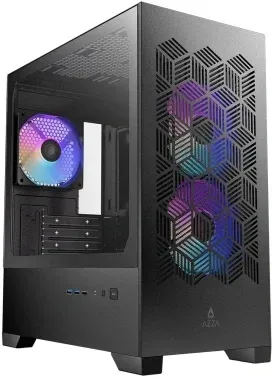 Корпус Azza AEROHEX-M черный без БП mATX 8x120mm 2x140mm 1xUSB2.0 2xUSB3.0 audio bott PSU - фото 6