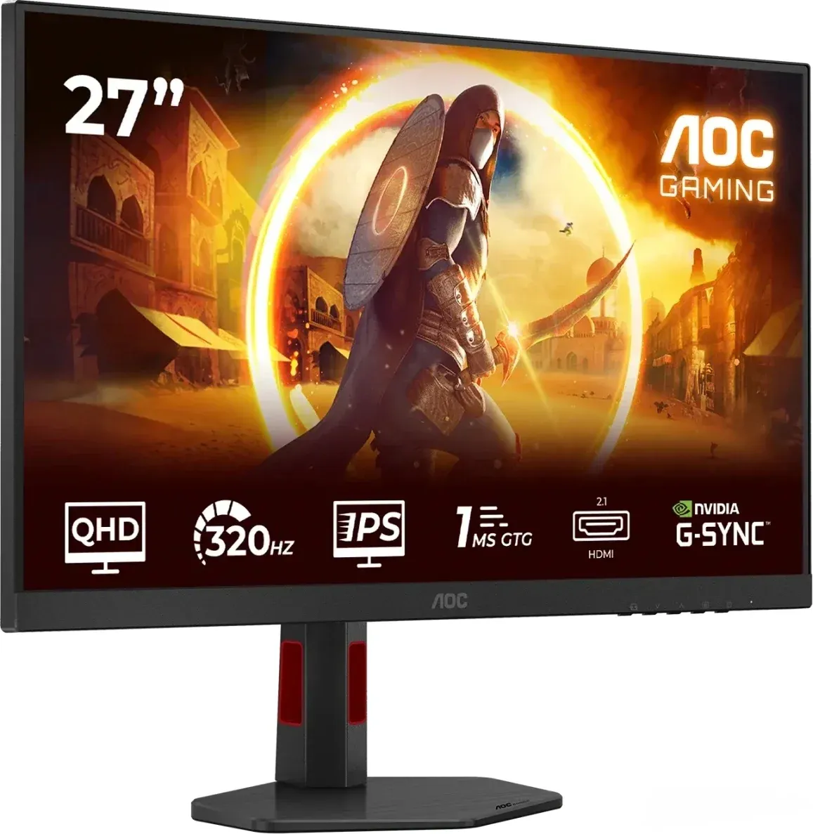 Монитор AOC 27 Q27G4SRU черный IPS LED 16:9 HDMI M/M матовая HAS Piv 1000:1 450cd 178гр/178гр 2560x1440 300Hz G-Sync DP 2K 6.11кг - фото 3
