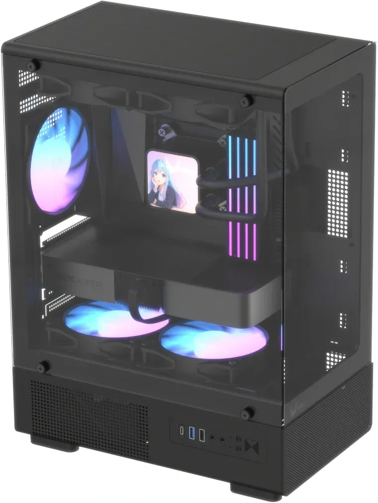 Корпус Formula Crystal Z1CM Plus AR v2 черный без БП mATX 2x120mm 1xUSB2.0 1xUSB3.0 audio bott PSU - фото 2
