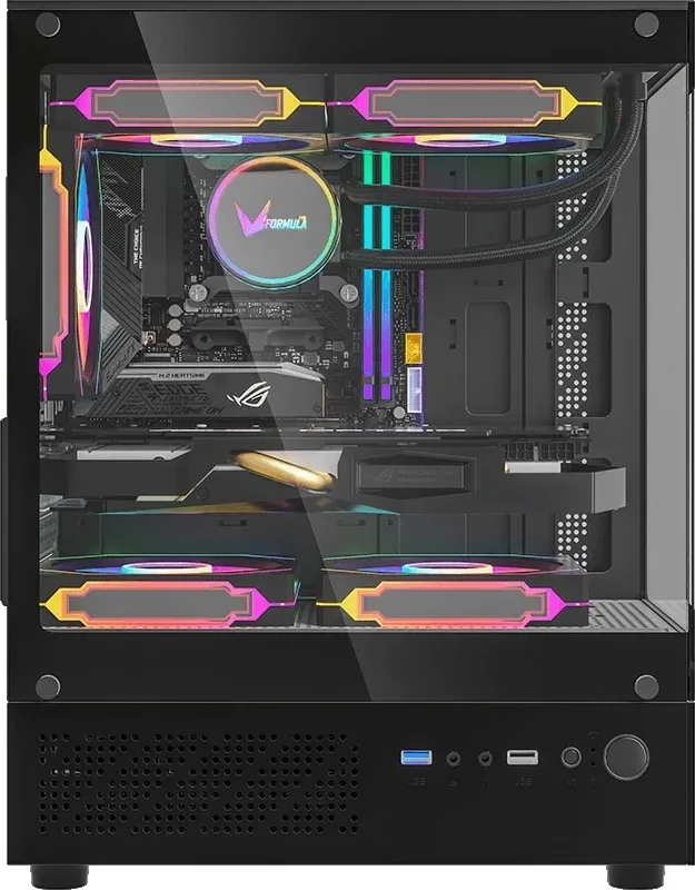 Корпус Formula Crystal Z1CM Plus AR черный без БП mATX 2x120mm 1xUSB3.0 audio bott PSU - фото 4