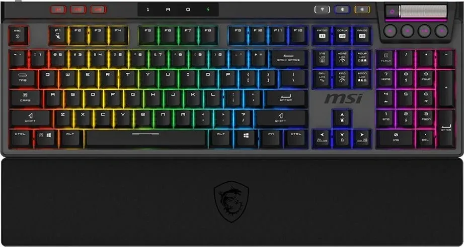 Клавиатура MSI STRIKE Pro W Silent механическая серый/черный USB беспроводная BT/Radio Multimedia for gamer LED подставка для запястий S11-43RU210-CLA кабель 2м - фото 1