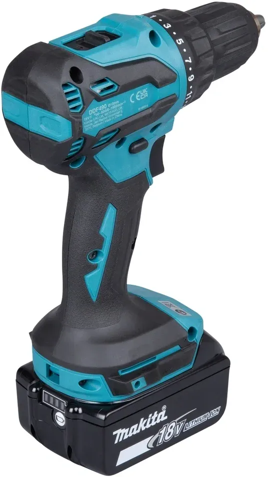 Дрель-шуруповерт Makita DDF490SFJ аккум. патрон:быстрозажимной кейс в комплекте - фото 5