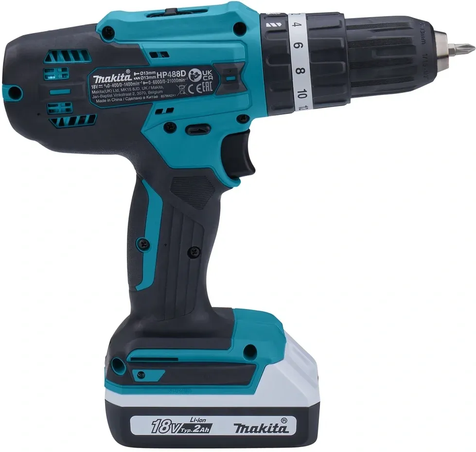 Дрель-шуруповерт Makita HP488D006 аккум. патрон:быстрозажимной кейс в комплекте - фото 5