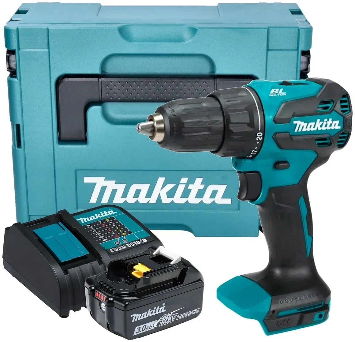 Дрель-шуруповерт Makita DHP490SF1J аккум. патрон:быстрозажимной кейс в комплекте - фото 3