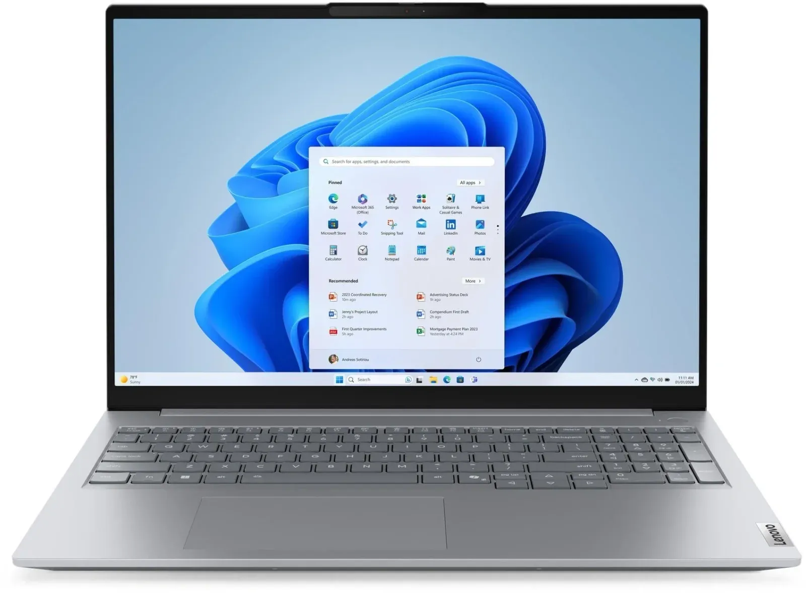 Ноутбук Lenovo Thinkbook 16 G8 IRL Core 5 210H 16Gb SSD512Gb Intel Graphics 16 IPS Touch WUXGA 1920x1200 Windows 11 Pro grey WiFi BT Cam 21SH0003US - фото 1