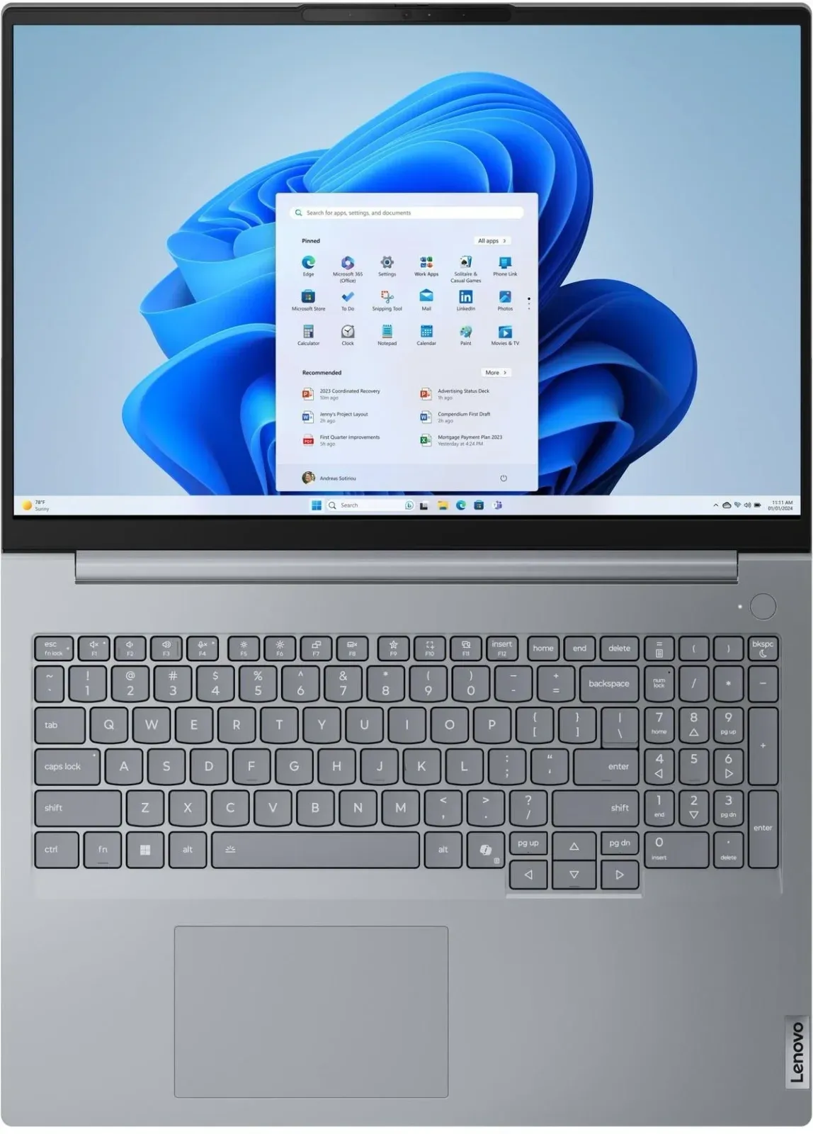 Ноутбук Lenovo Thinkbook 16 G8 IRL Core 5 210H 16Gb SSD512Gb Intel Graphics 16 IPS Touch WUXGA 1920x1200 Windows 11 Pro grey WiFi BT Cam 21SH0003US - фото 4