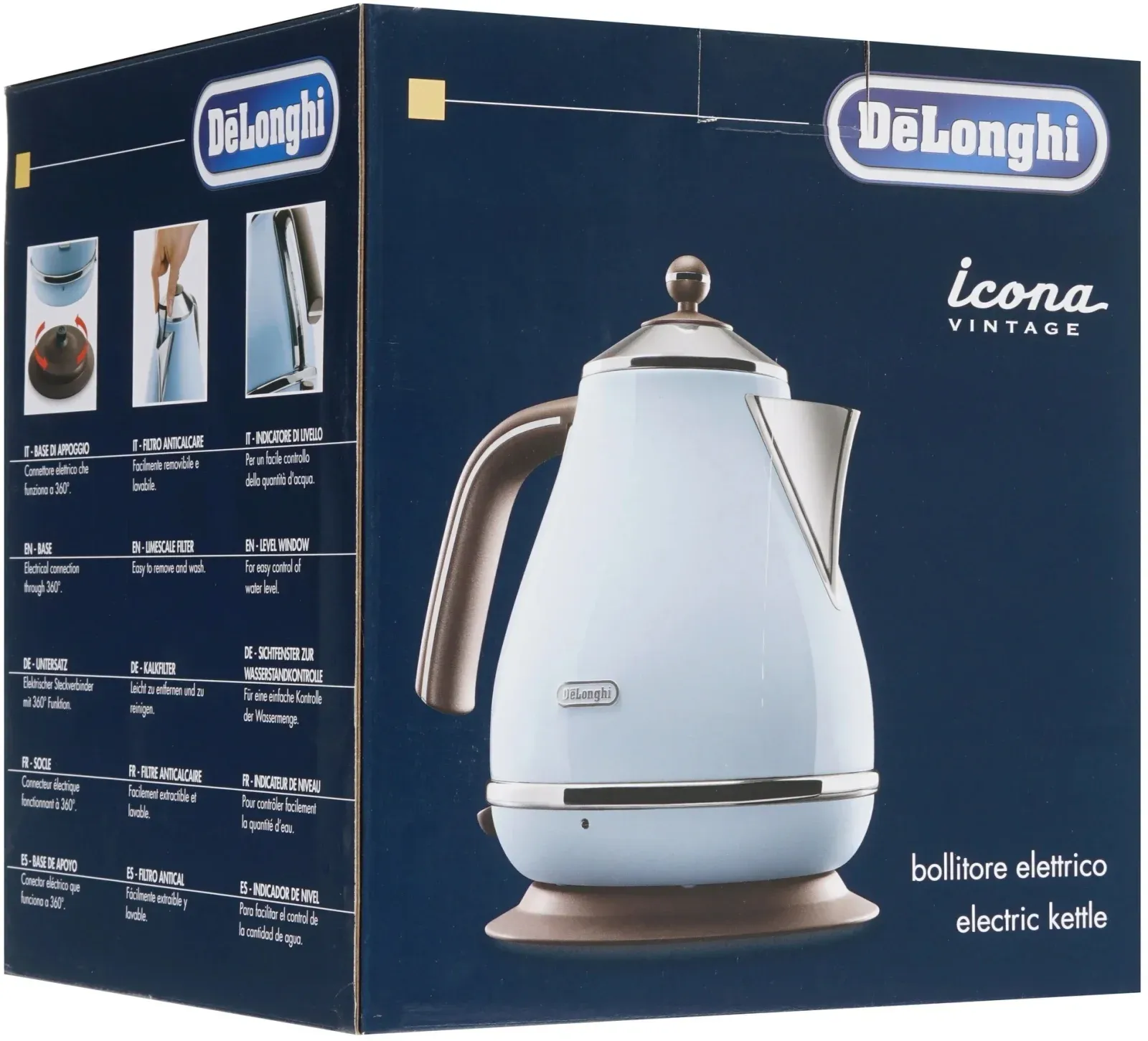 Чайник электрический Delonghi KBOV2001.AZ 1.7л. 2000Вт голубой корпус: металл/пластик - фото 6
