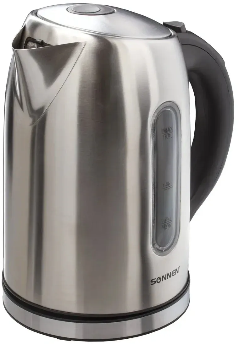 Чайник электрический Sonnen KT 1740 1.7л. 2200Вт серебристый/черный корпус: нерж.сталь/пластик 453421 - фото 5