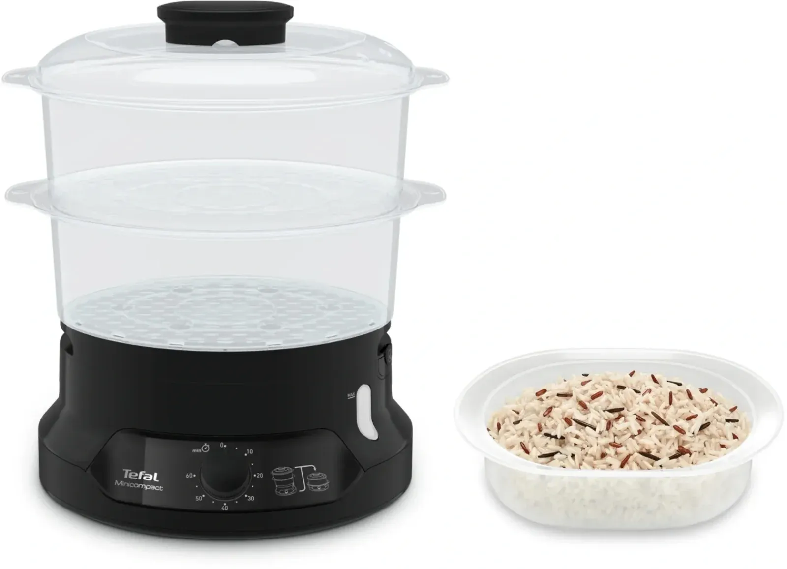 Пароварка Tefal VC139810 2ярус. 800Вт черный - фото 2