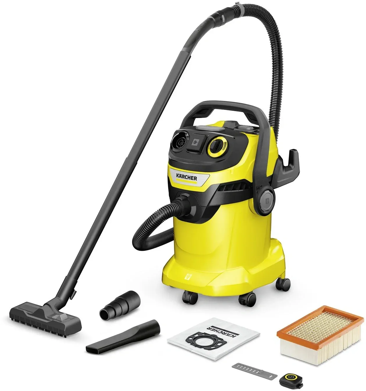 Строительный пылесос Karcher WD 5 Control P 25/5/22 1200Вт уборка: сухая/влажная/выдув/сбор воды желтый - фото 1