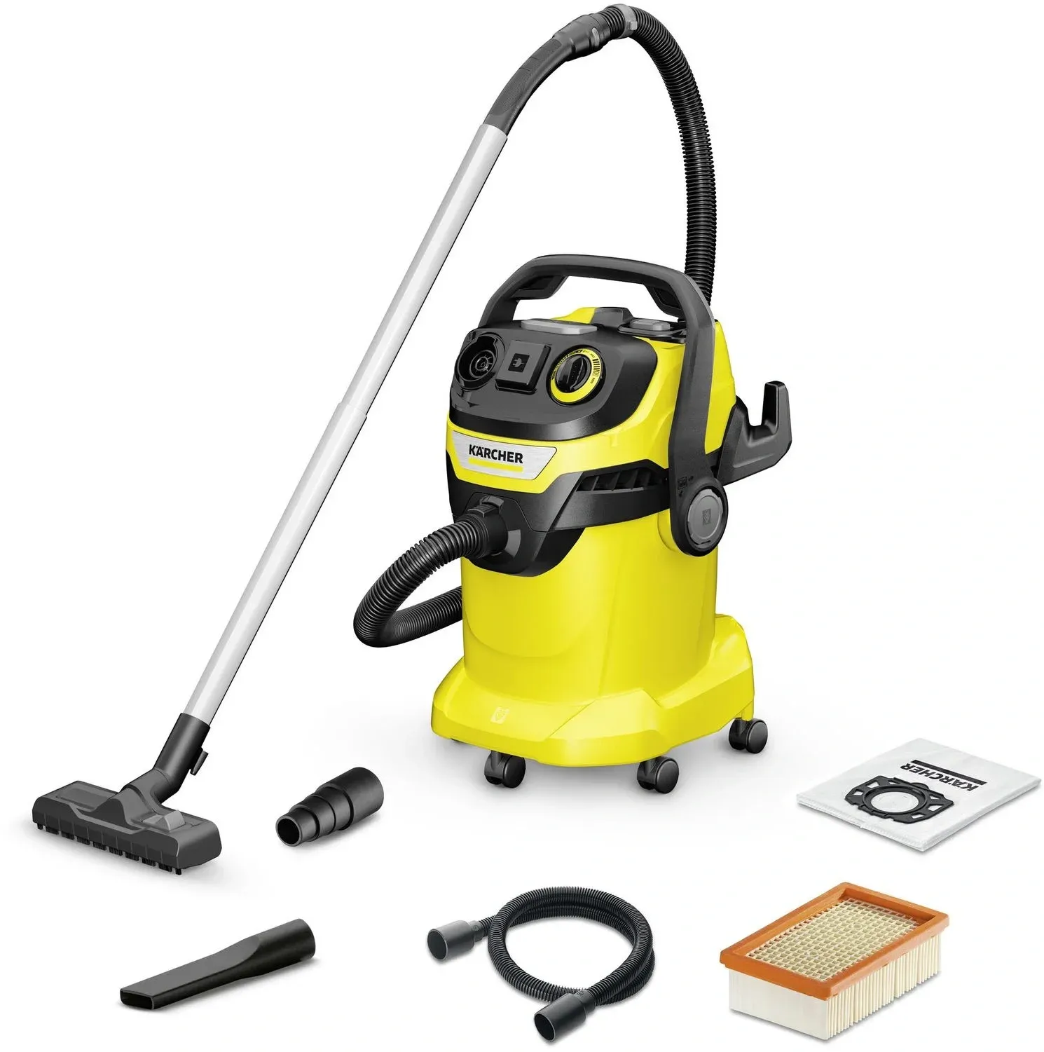 Строительный пылесос Karcher WD 6 P V-25/8/22/T 1300Вт уборка: сухая/сбор воды/выдув желтый - фото 2