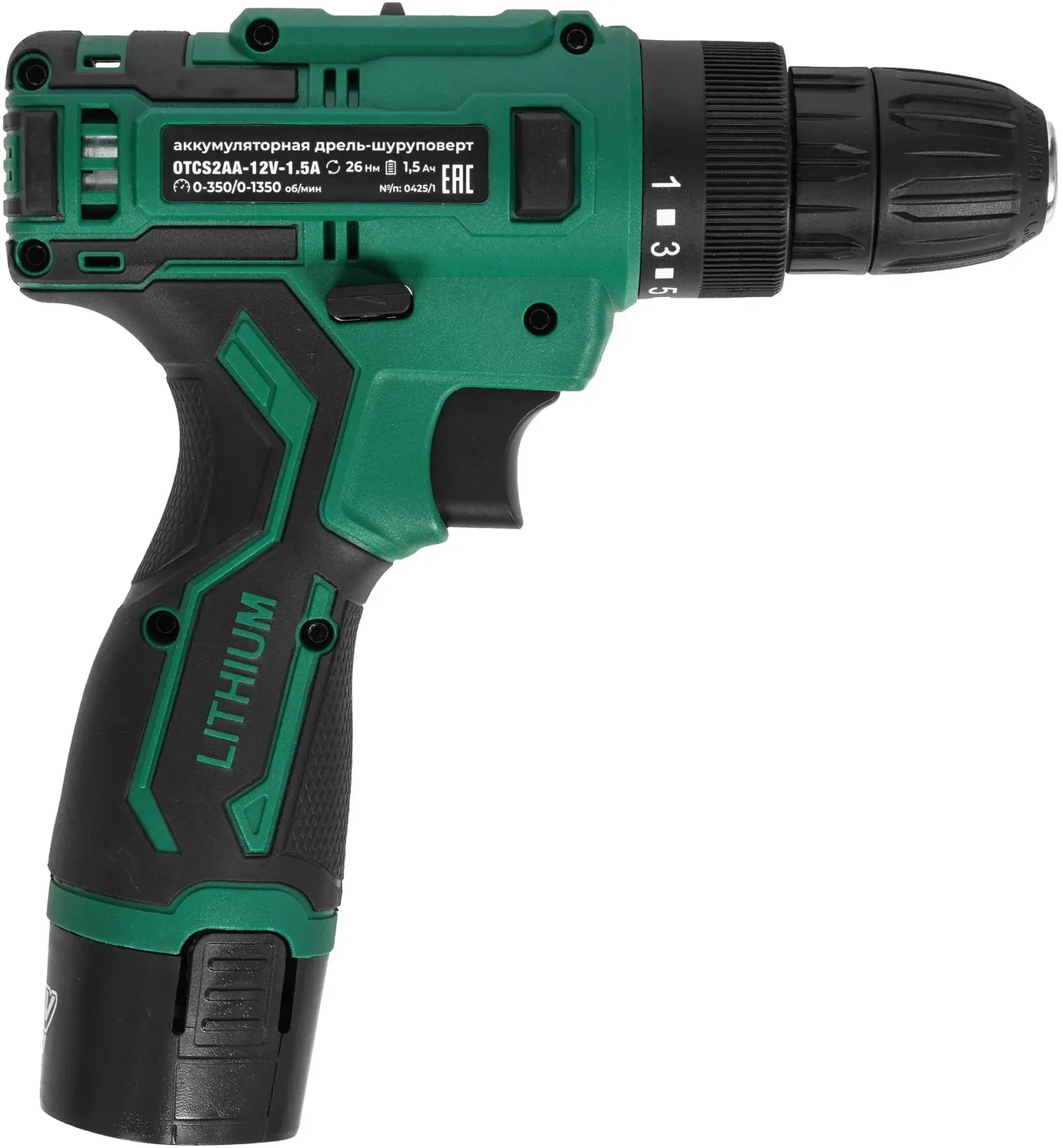 Дрель-шуруповерт Ovk Tools OTCS2AA-12V-1.5A 12Вт аккум. патрон:быстрозажимной, зеленый - фото 2