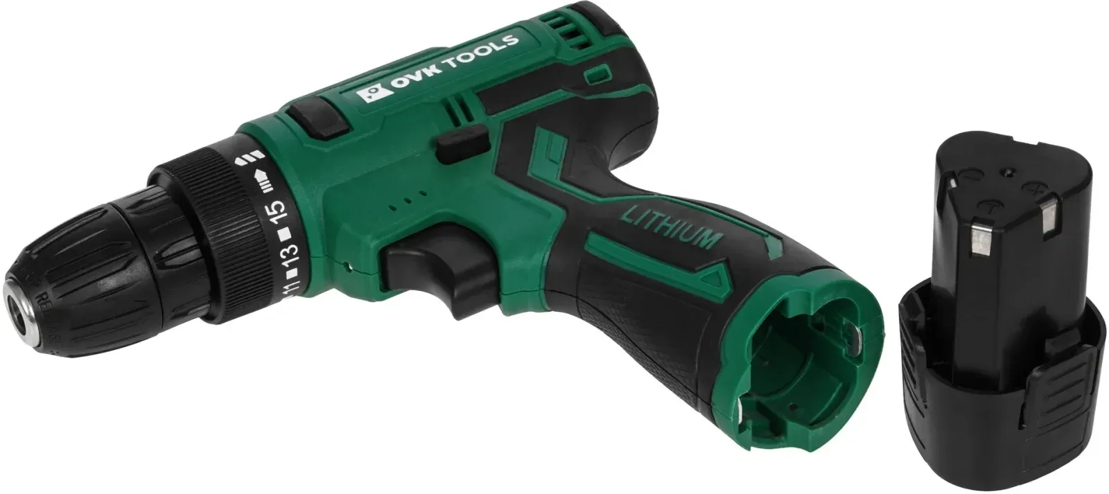 Дрель-шуруповерт Ovk Tools OTCS3AA-12V-1.5A 12Вт аккум. патрон:быстрозажимной кейс в комплекте, зеленый - фото 6
