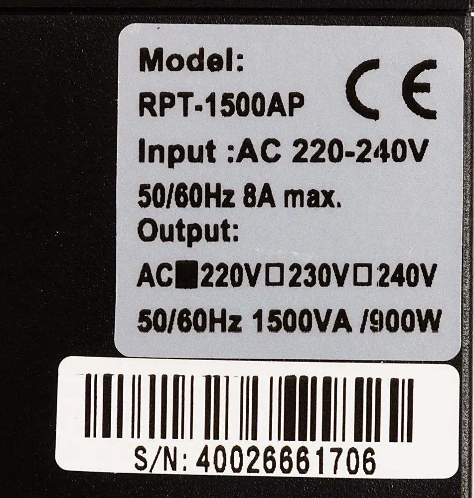 Источник бесперебойного питания Powercom Raptor RPT-1500AP 900Вт 1500ВА черный - фото 5
