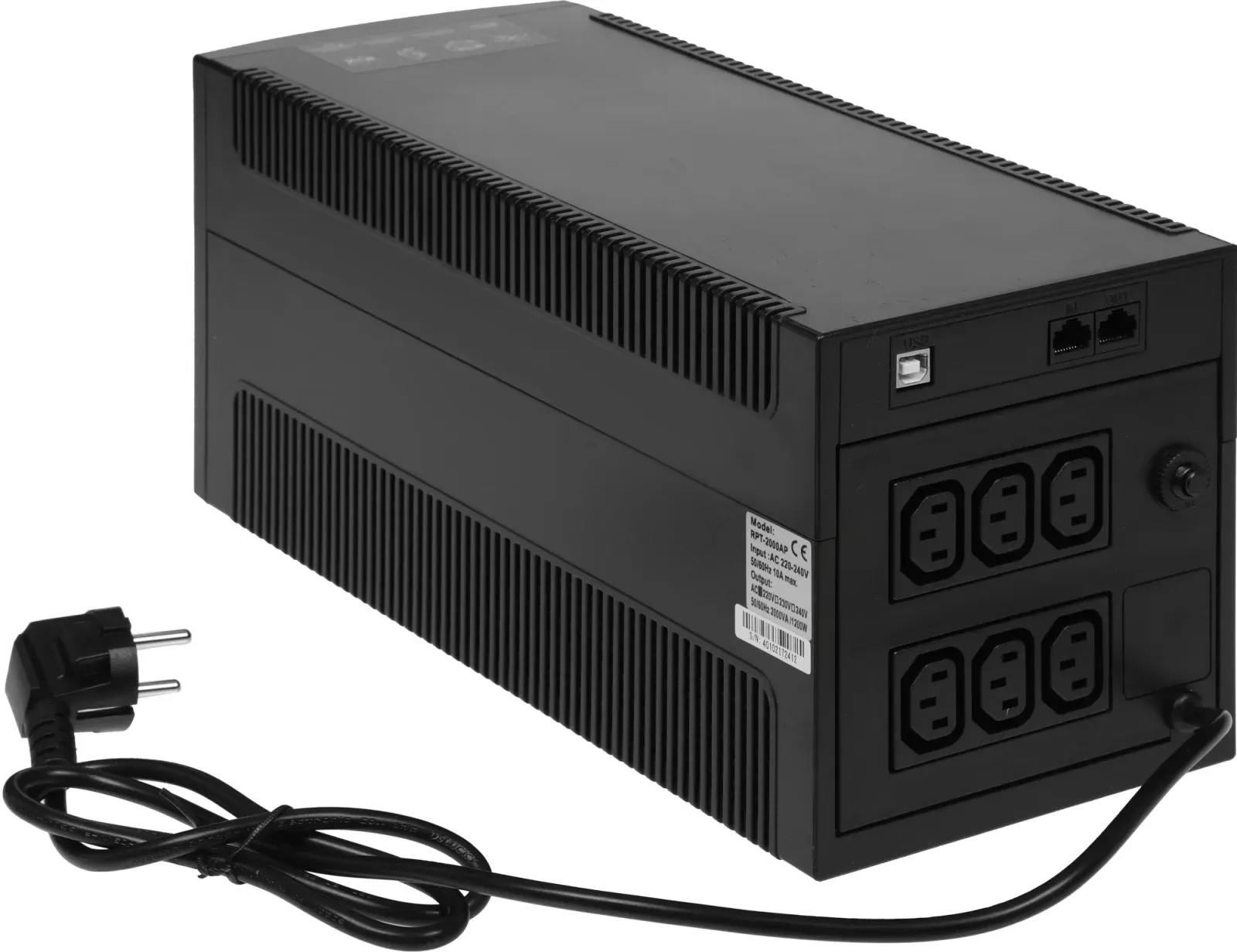 Источник бесперебойного питания Powercom Raptor RPT-2000AP 1200Вт 2000ВА черный - фото 2