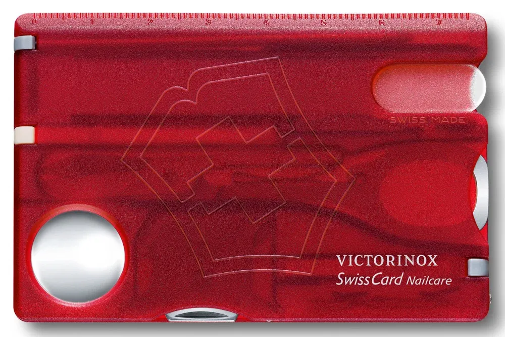 Швейцарская карта Victorinox SwissCard Nailcare 0.7240.T красный полупрозрачный коробка подарочная - фото 1