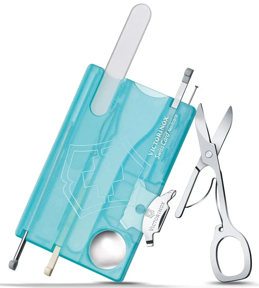 Швейцарская карта Victorinox SwissCard Nailcare 0.7240.T21 бирюзовый полупрозрачный коробка подарочная - фото 3