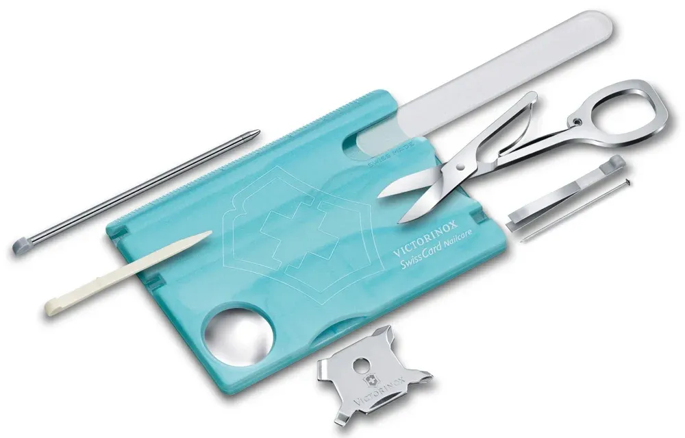Швейцарская карта Victorinox SwissCard Nailcare 0.7240.T21 бирюзовый полупрозрачный коробка подарочная - фото 4