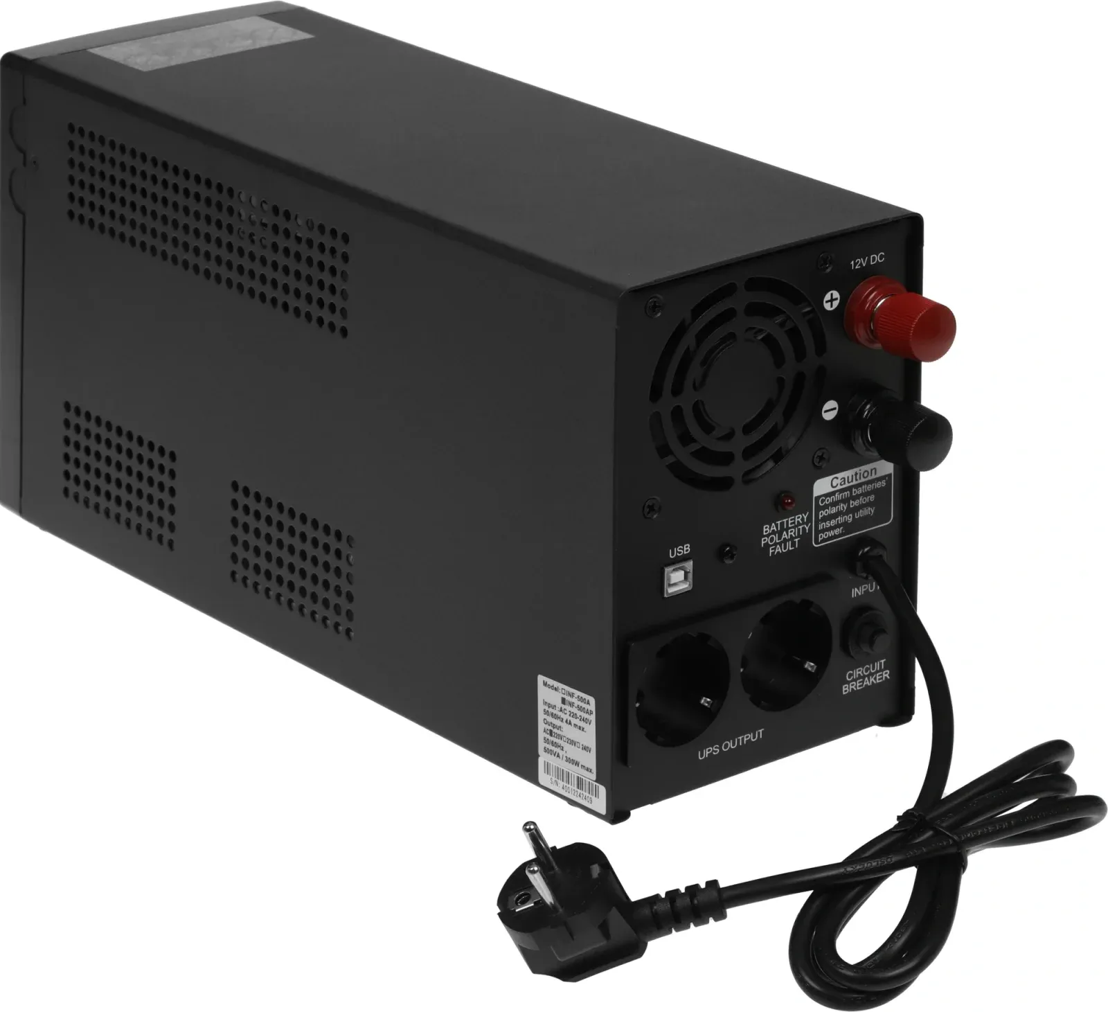 Источник бесперебойного питания Powercom Infinity INF-500 300Вт 500ВА черный/черный без батареи - фото 3