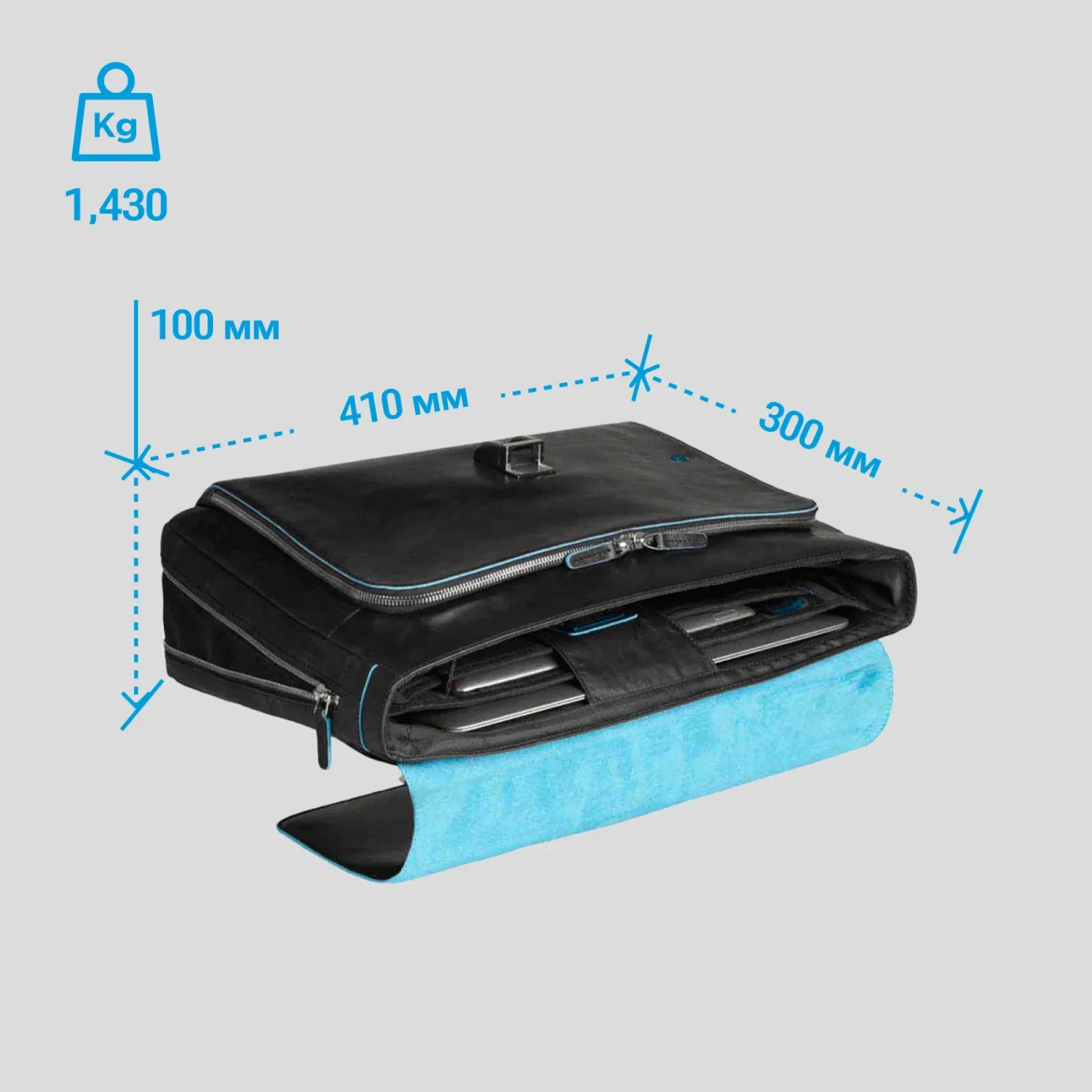 Портфель Piquadro Blue Square CA3111B2/N черный натур.кожа - фото 3