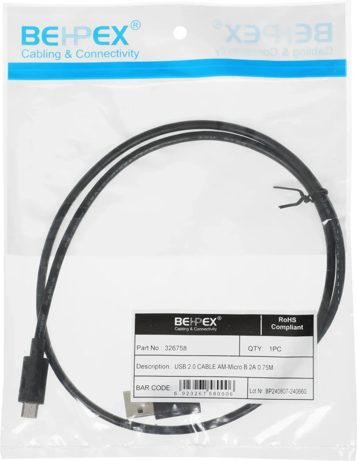 Кабель 2A Square Connector USB m-micro USB m 0.75м черный - фото 4
