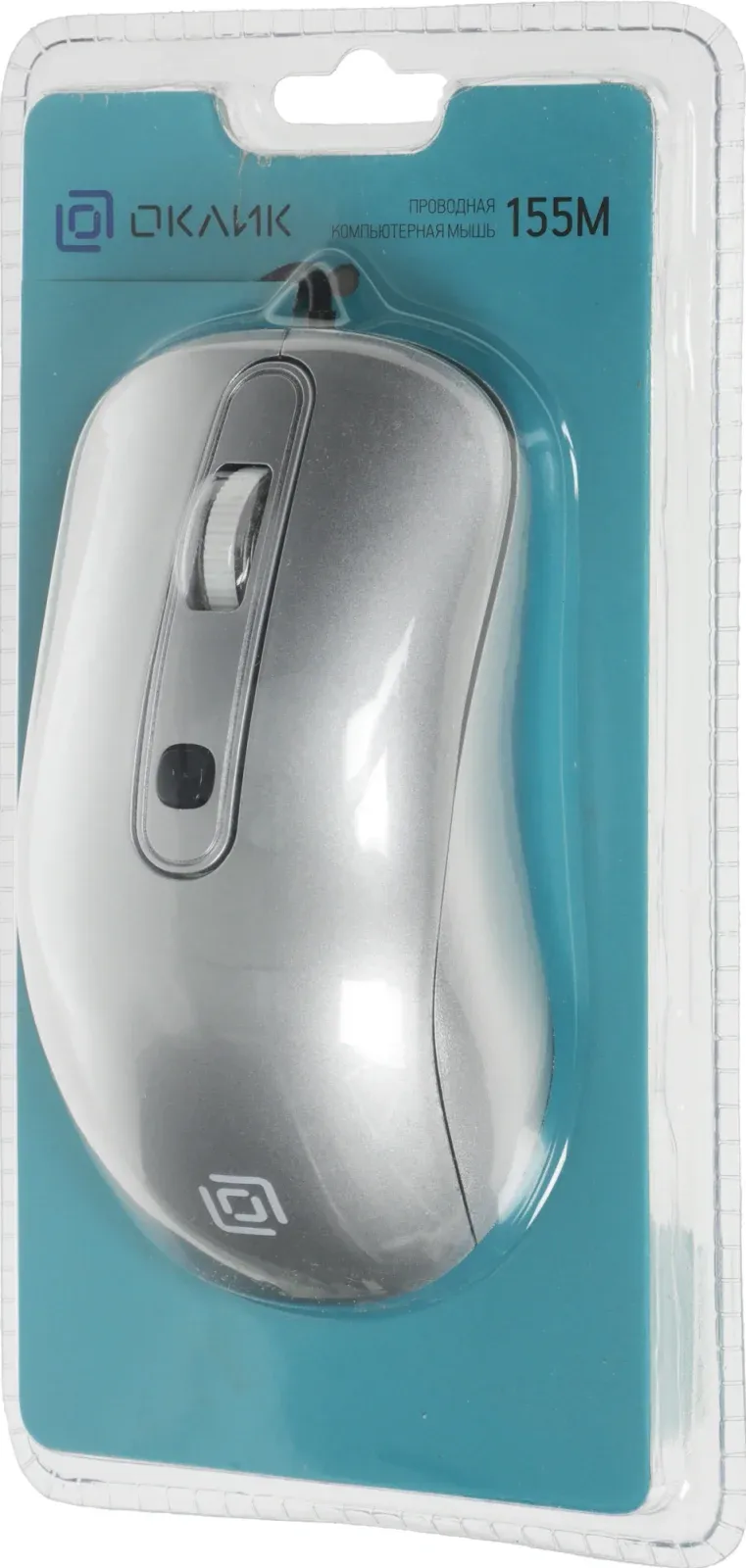 Мышь Оклик 155M серебристый оптическая 1600dpi USB 4but 337117 - фото 2