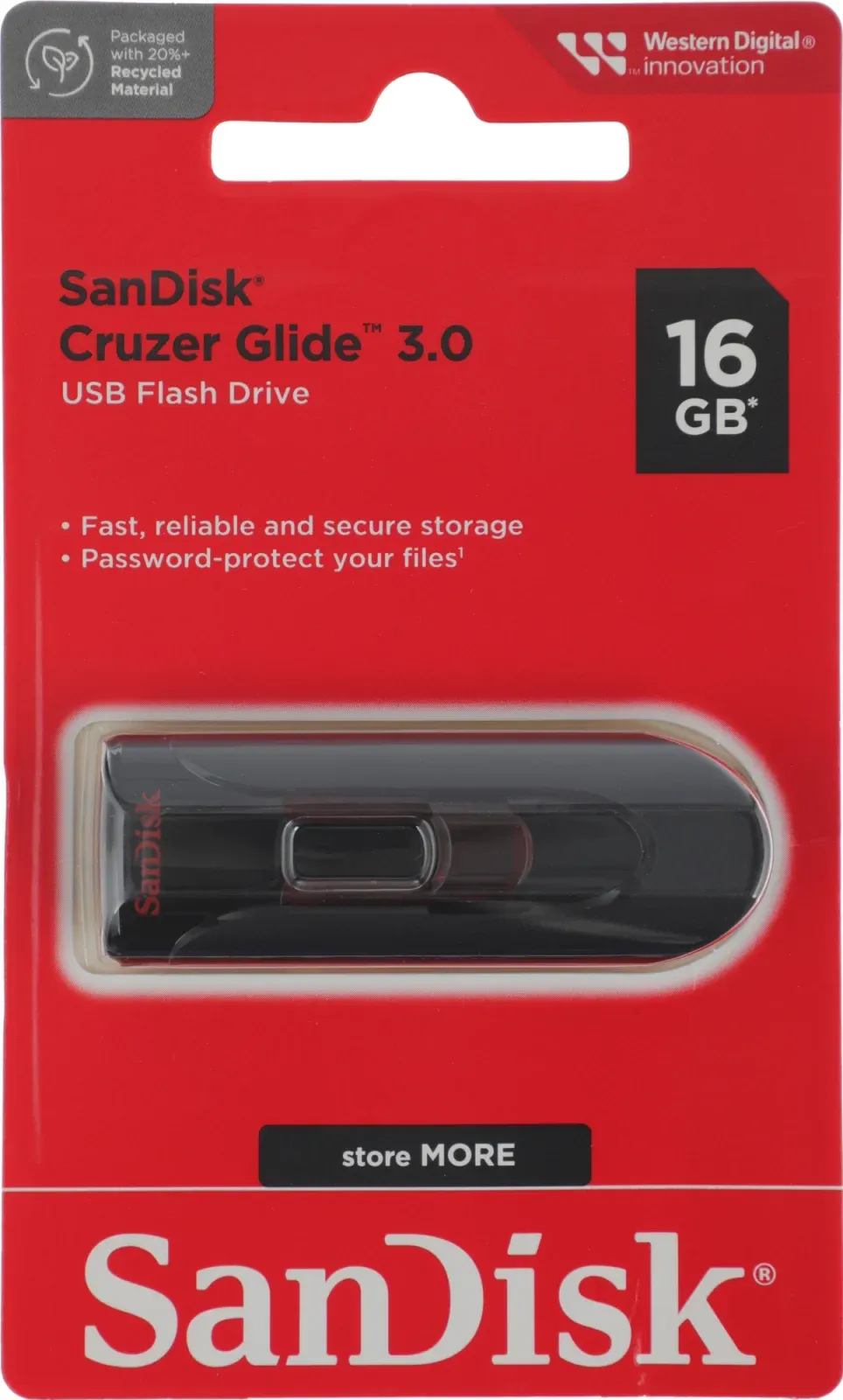 Флеш Диск Sandisk 16Gb Cruzer Glide SDCZ600-016G-G35 USB3.0 черный, 16 ГБ - фото 2