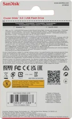 Флеш Диск Sandisk 16Gb Cruzer Glide SDCZ600-016G-G35 USB3.0 черный, 16 ГБ - фото 6