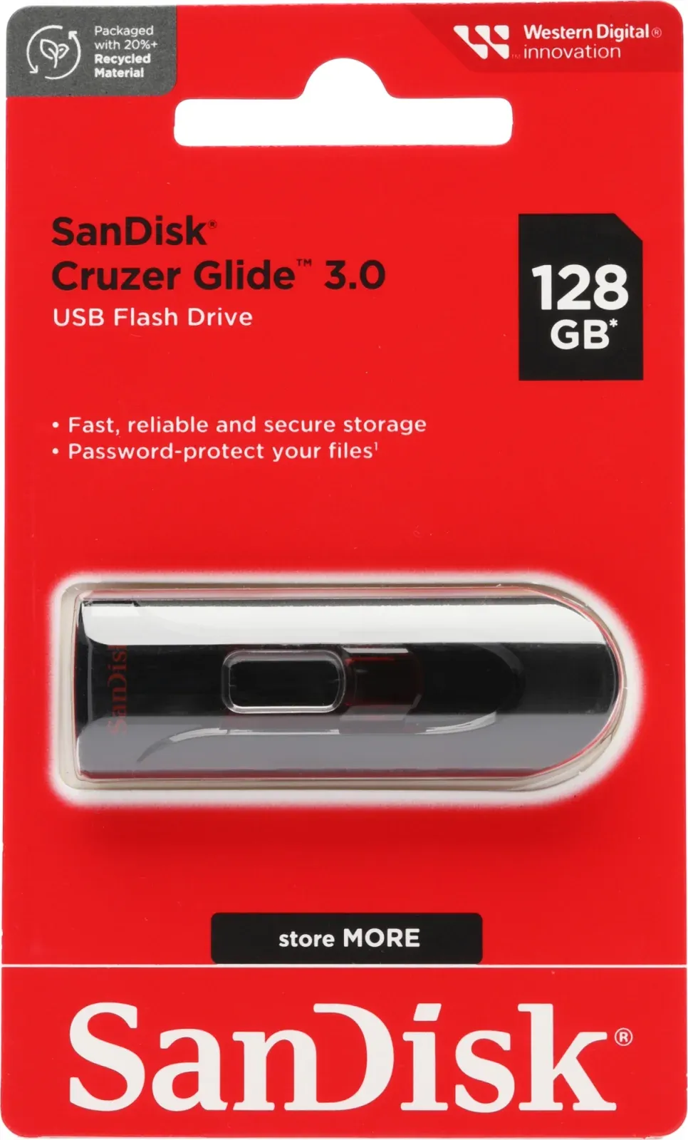 Флеш Диск Sandisk 128Gb Cruzer Glide SDCZ600-128G-G35 USB3.0 черный/красный, 128 ГБ - фото 2