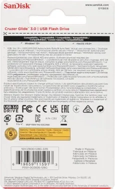 Флеш Диск Sandisk 128Gb Cruzer Glide SDCZ600-128G-G35 USB3.0 черный/красный, 128 ГБ - фото 6