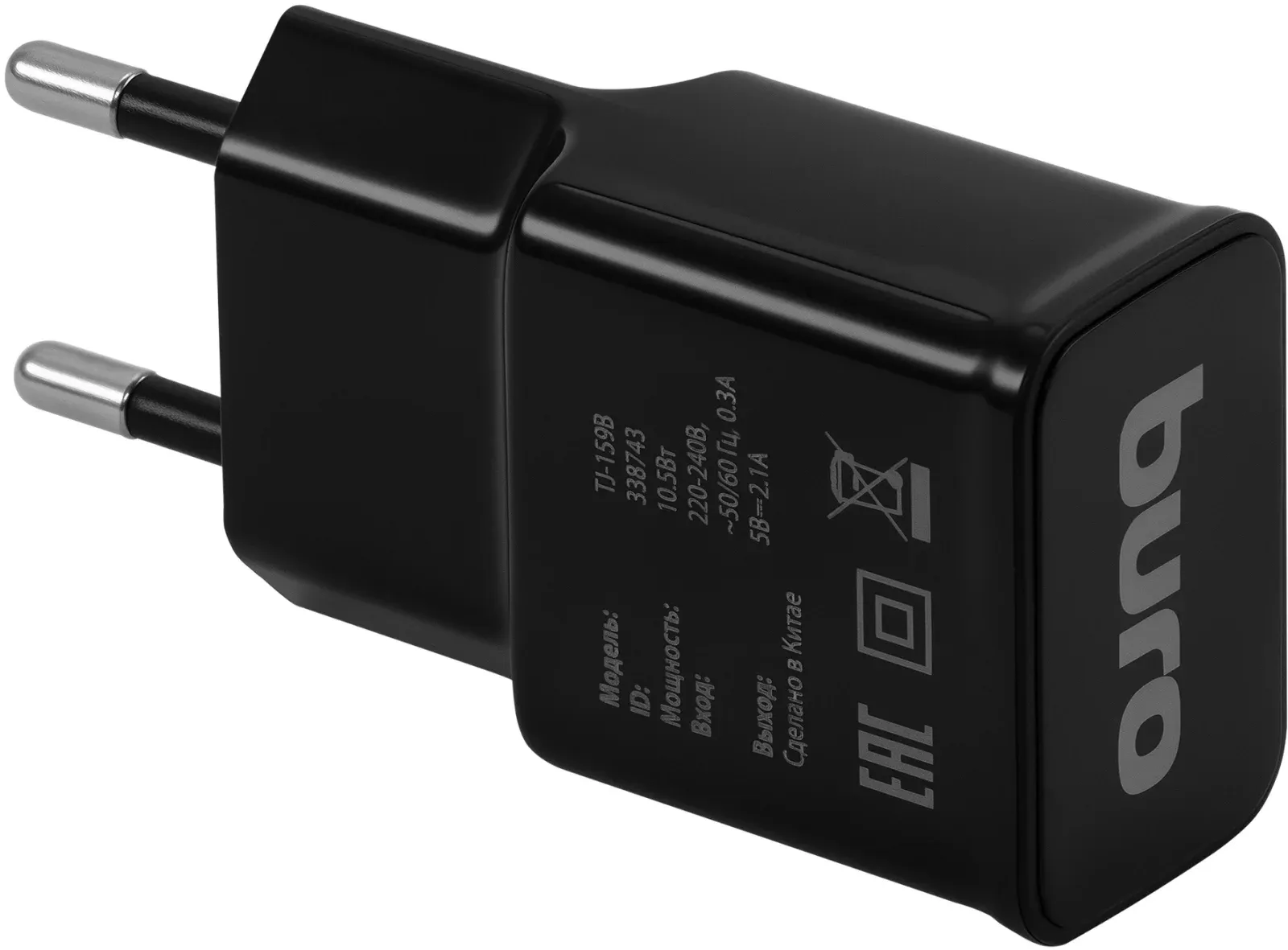 Сетевое зар./устр. Buro TJ-159b 10.5W 2.1A USB-A универсальное черный - фото 4
