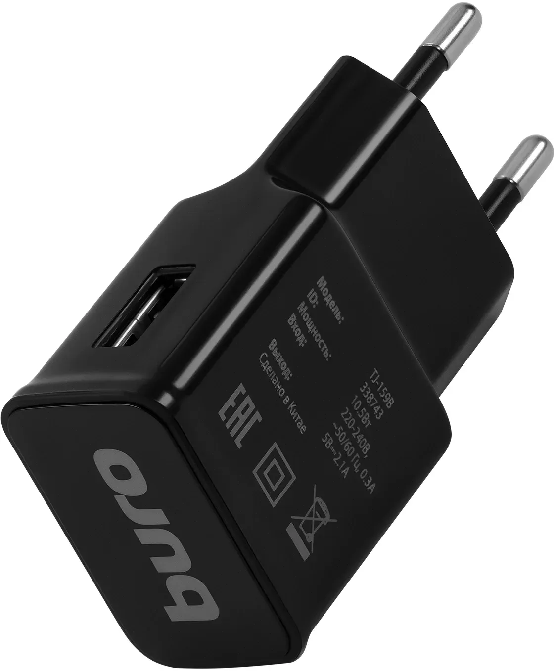 Сетевое зар./устр. Buro TJ-159b 10.5W 2.1A USB-A универсальное черный - фото 7