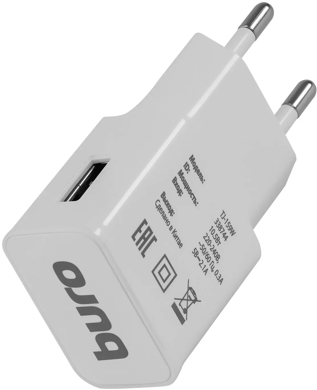 Сетевое зар./устр. Buro TJ-159w 10.5W 2.1A USB-A универсальное белый - фото 7
