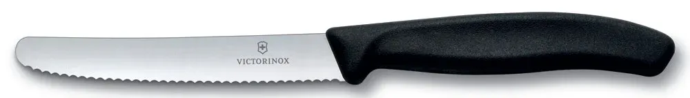 Нож кухонный Victorinox Swiss Classic 6.7833 стальной столовый лезв.110мм серрейт. заточка черный - фото 1