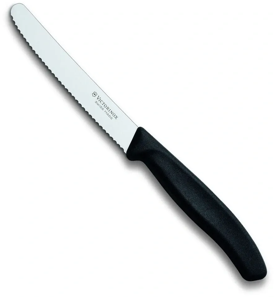 Нож кухонный Victorinox Swiss Classic 6.7833 стальной столовый лезв.110мм серрейт. заточка черный - фото 3