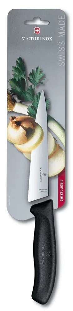 Нож кухонный Victorinox Swiss Classic Chef 6.8003.15B стальной разделочный лезв.150мм прямая заточка черный европодвес - фото 1
