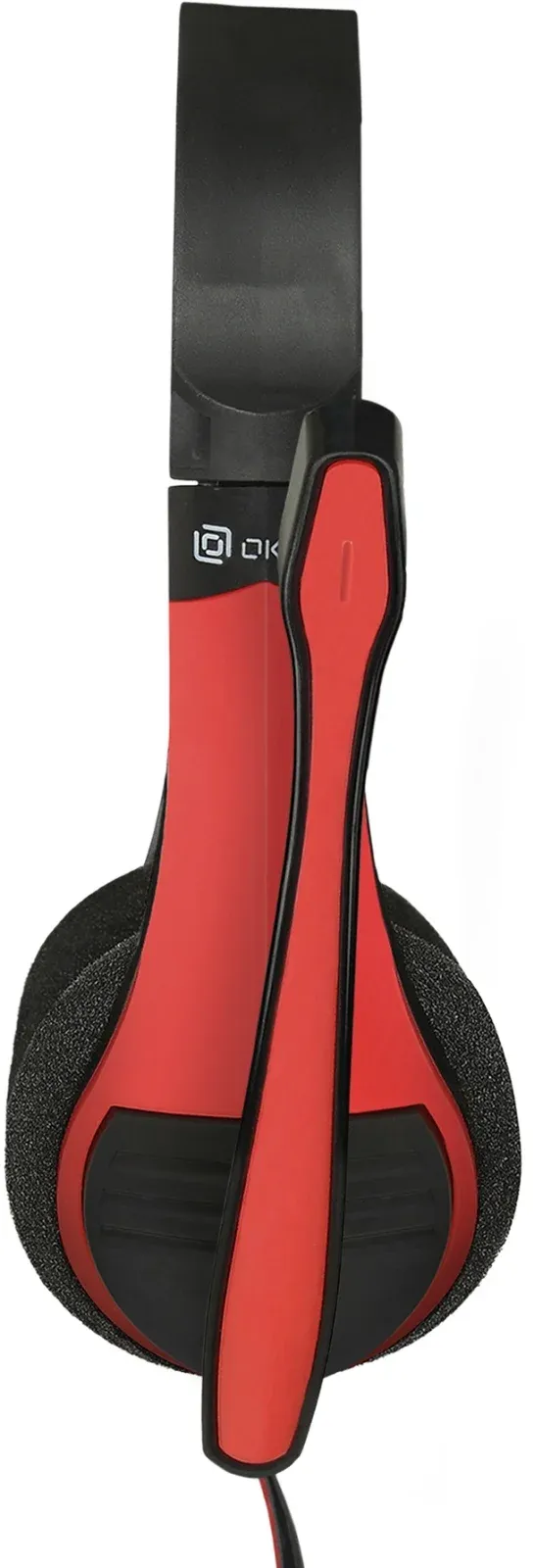 Наушники с микрофоном Оклик HS-M150 черный/красный 2.2м накладные оголовье 359486 - фото 4