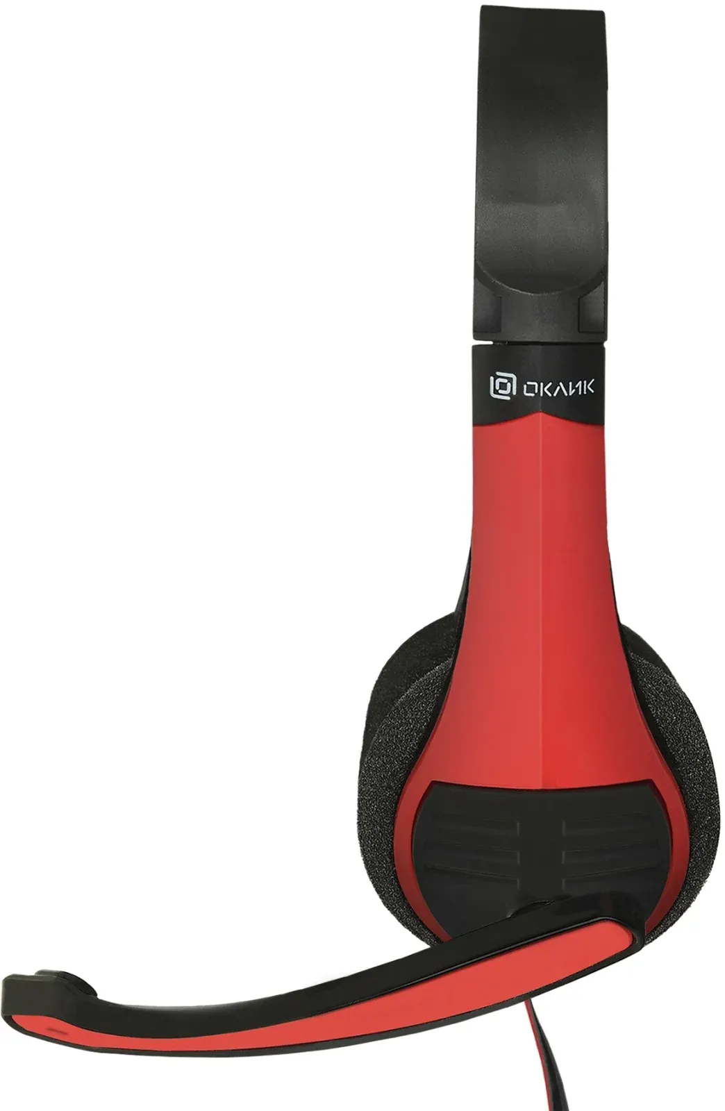 Наушники с микрофоном Оклик HS-M150 черный/красный 2.2м накладные оголовье 359486 - фото 5