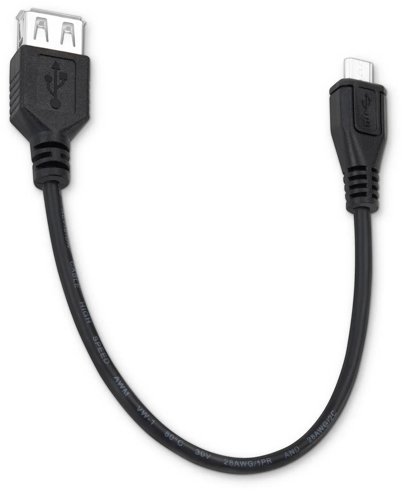 Кабель OTG Buro USB f-micro USB m 0.2м черный - фото 2