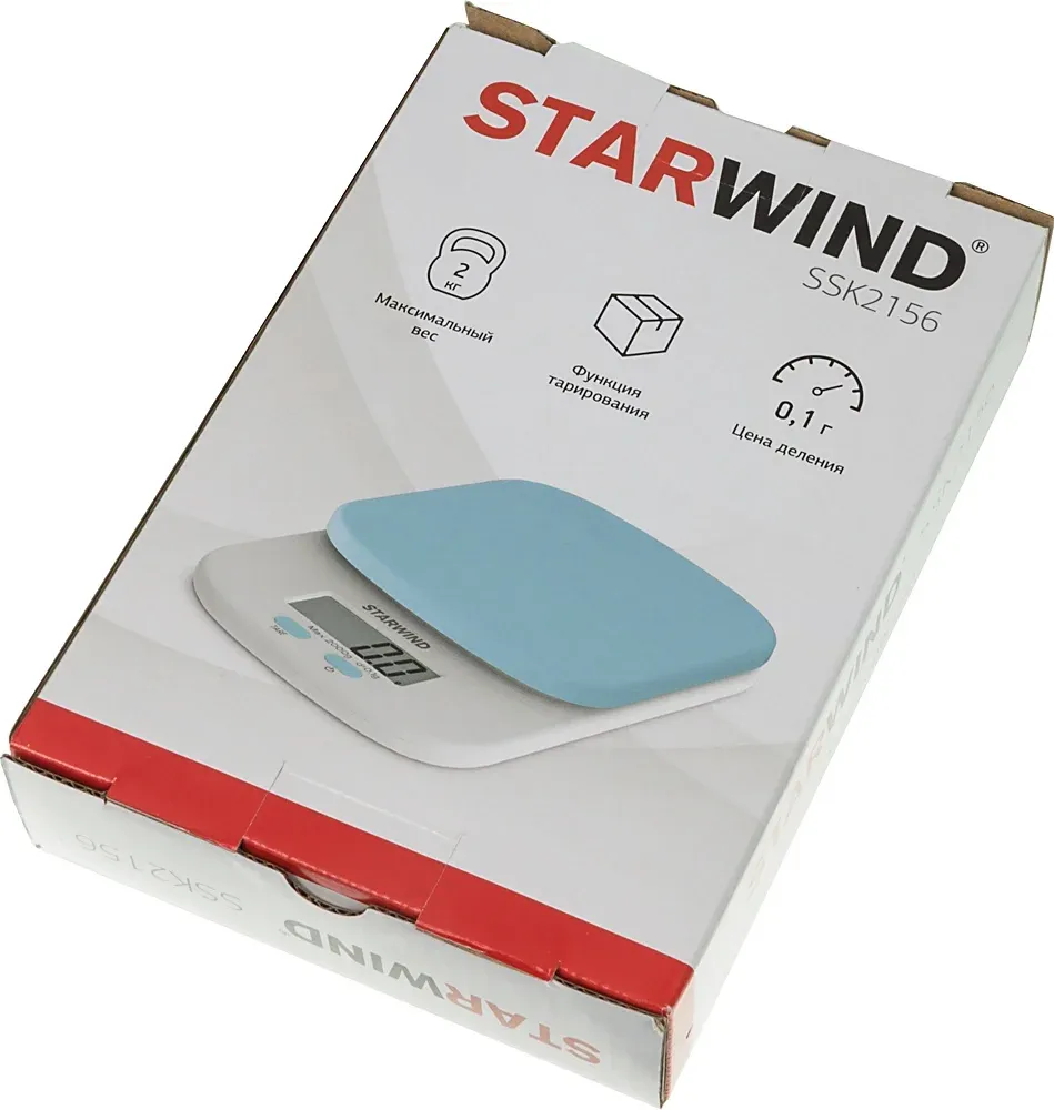 Весы кухонные электронные Starwind SSK2156 макс.вес:2кг голубой - фото 7
