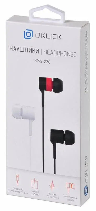 Наушники внутриканальные Оклик HP-S-220 1.1м черный/красный проводные в ушной раковине D2-1B/R - фото 6