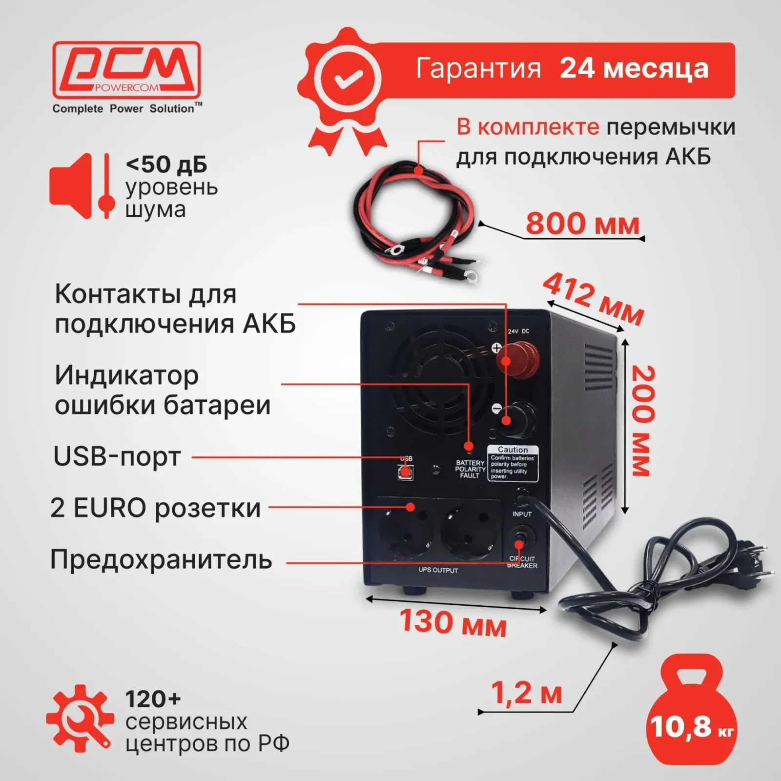 Источник бесперебойного питания Powercom Infinity INF-1100 770Вт 1100ВА черный без батареи - фото 8
