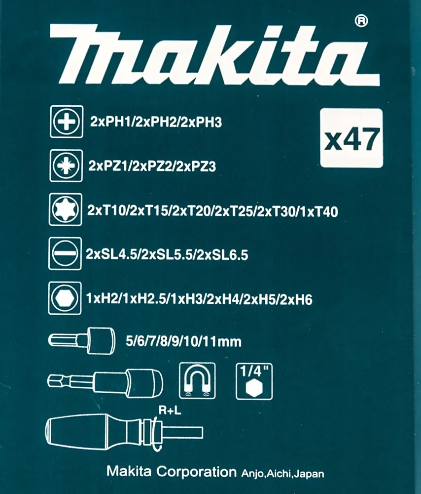 Отвертка Makita B-36170 в компл.:47 предметов жесткий кейс - фото 5
