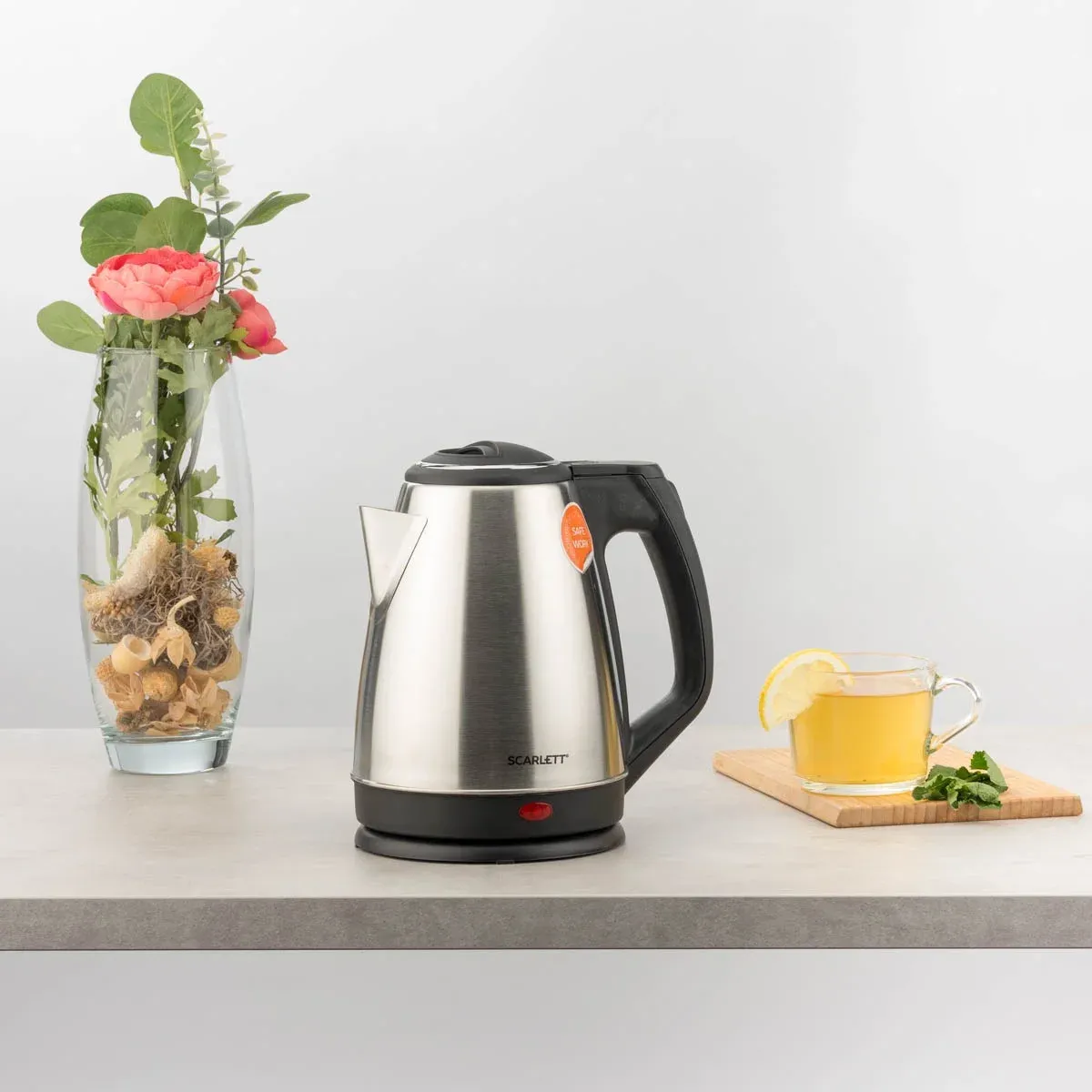 Чайник электрический Scarlett SC-EK21S25 1.5л. 1350Вт серебристый/черный корпус: металл/пластик EK21S25 - фото 6