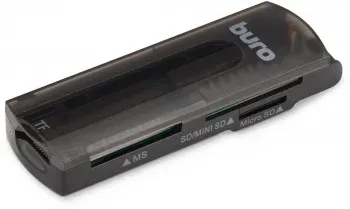 Устройство чтения карт памяти USB2.0 Buro BU-CR-108 черный - фото 4