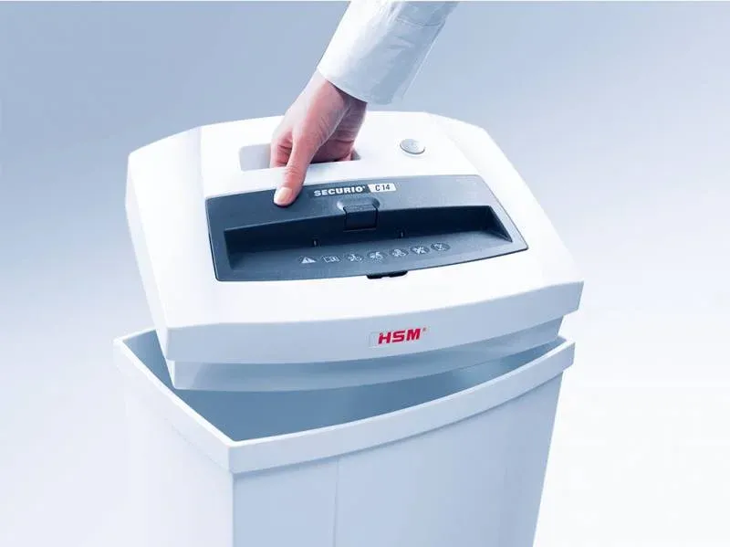 Шредер HSM Securio С14-4х25 секр.P-4 фрагменты 7лист. 20лтр. скрепки скобы пл.карты - фото 3