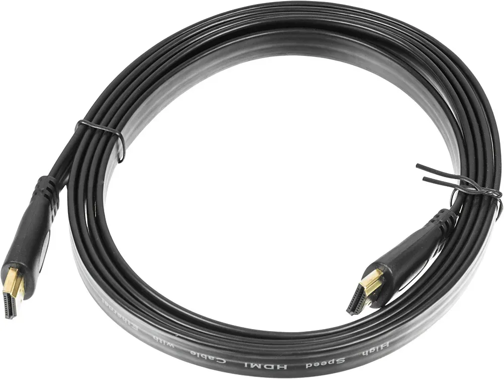 Кабель аудио-видео Buro HDMI 1.4 Flat HDMI m/HDMI m 2м. черный BHP HDMI 2 - фото 1