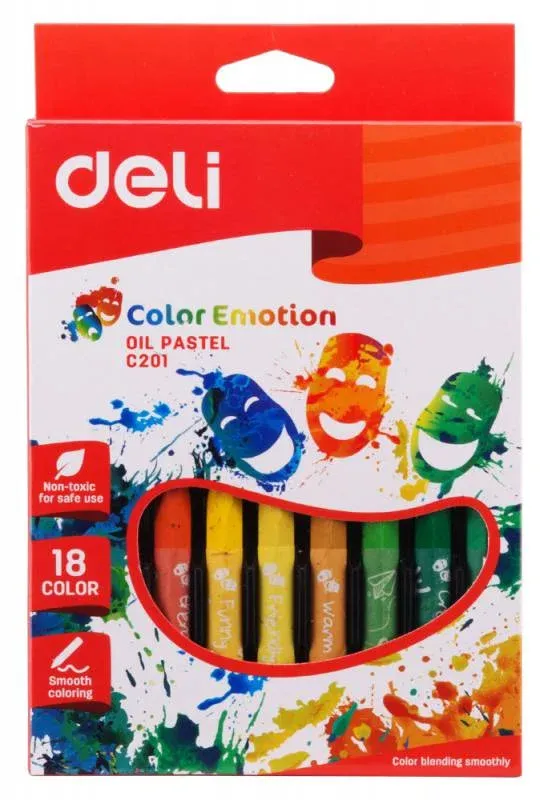 Масляная пастель Deli EC20110 Color Emotion шестигранные 18цв. картон.кор./европод. - фото 1