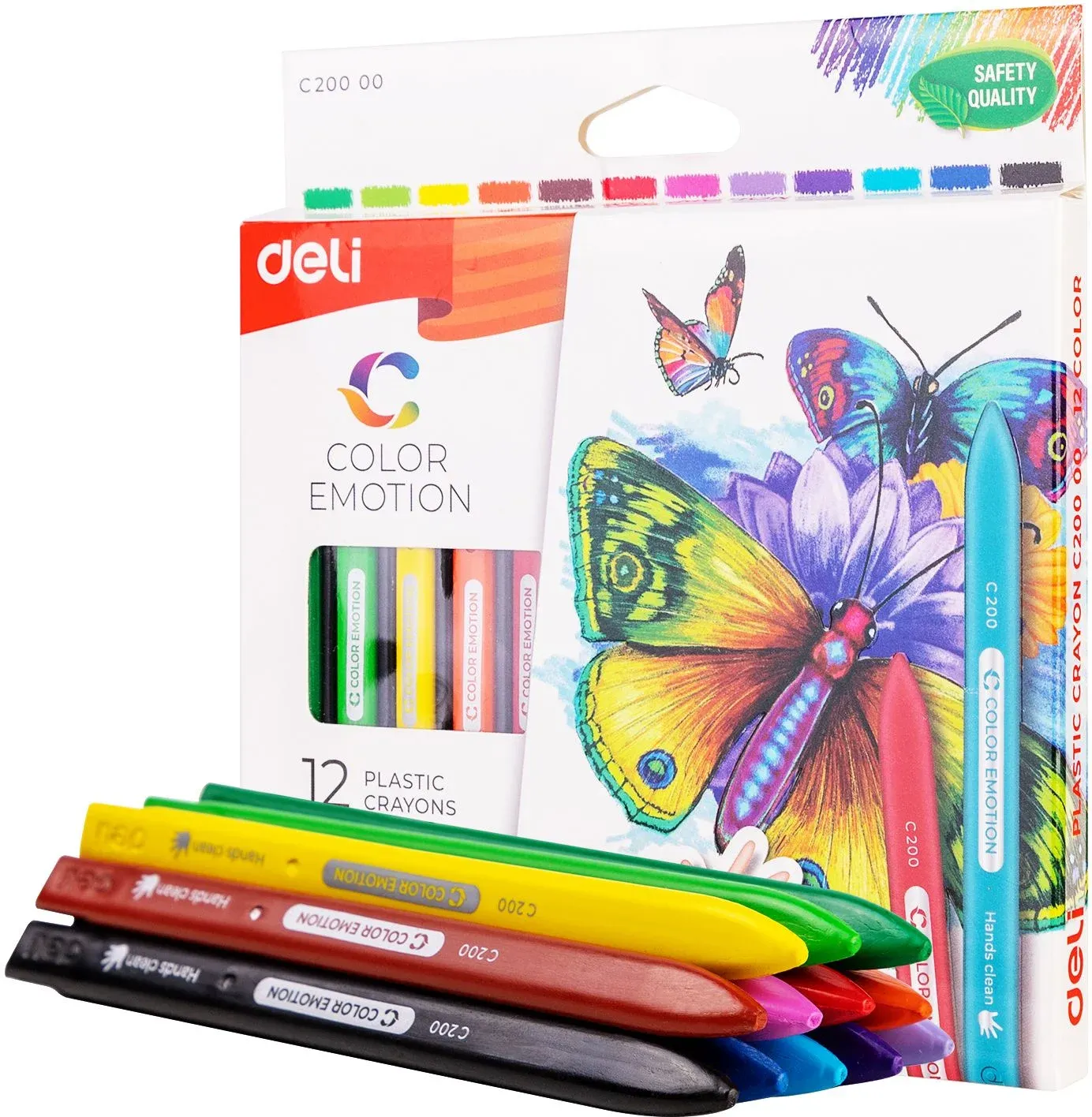 Восковые мелки Deli EC20000 Color Emotion трехгранные 12цв. картон.кор./европод. - фото 1