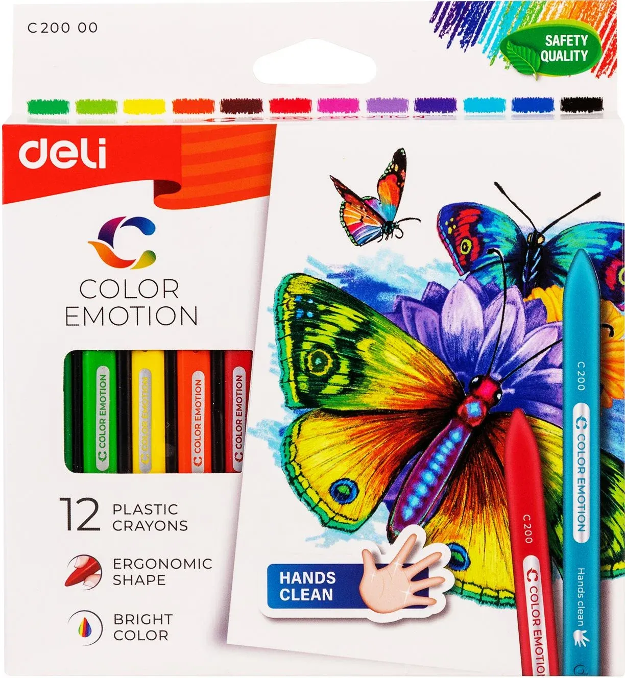 Восковые мелки Deli EC20000 Color Emotion трехгранные 12цв. картон.кор./европод. - фото 4